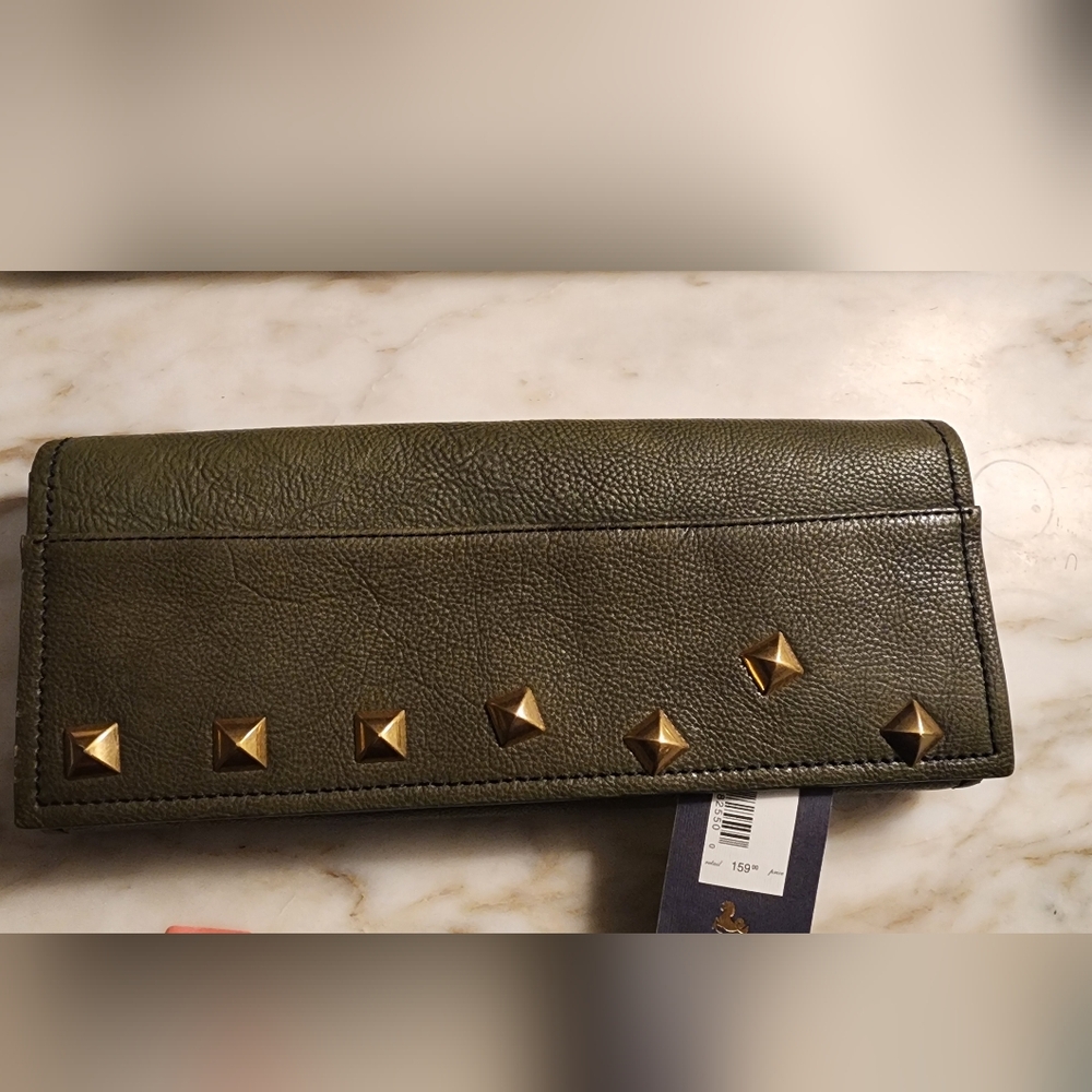 Tre Vero Leather Gold Studded Wallet Clutch